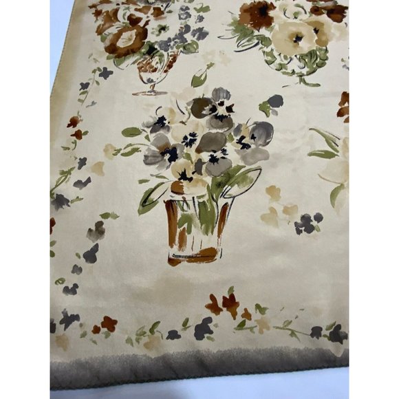 LANCETTI Beige Floral Silk Scarf ITALY 35”/ 34” EC - Picture 4 of 5